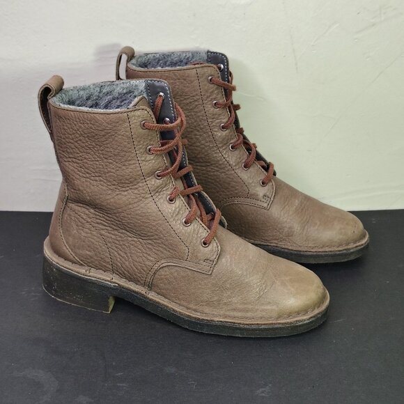 Clarks Maru Elsa 26119103 Womens Brown Leather Lace Up Ankle Booties Boots Crepe - Picture 2 of 12